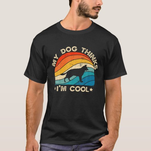 Retro Mijn hond denkt dat ik cool ben Duitse herde T-shirt (Voorkant)