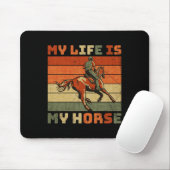 retro Mijn leven is mijn paard Muismat (Met muis)