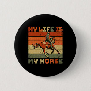 retro Mijn leven is mijn paard Ronde Button 5,7 Cm