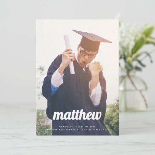 RETRO MIJN NAAM IS University Two Photo LAW AFSTUD Aankondiging (Staand voorkant)