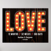 Retro Milestone 1e Jubileum Gepersonaliseerde Lief Poster (Voorkant)