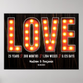 Retro Milestone 25th Anniversary Personalized Love Poster (Voorkant)