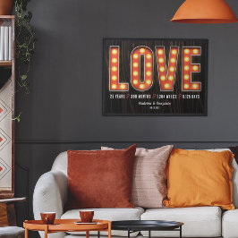 Retro Milestone 25th Anniversary Personalized Love Poster