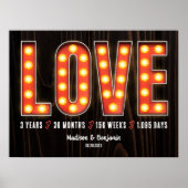 Retro Milestone 3e Jubileum Gepersonaliseerde Lief Poster (Voorkant)