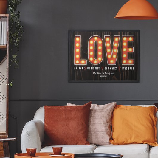 Retro Milestone 5e Jubileum Gepersonaliseerde Lief Poster