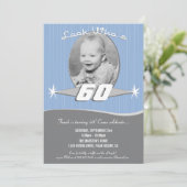 Retro Milestone Birthday Party Photo Uitnodiging (Staand voorkant)