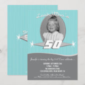 Retro Milestone Birthday Party Photo Uitnodiging (Voorkant / Achterkant)