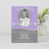 Retro Milestone Birthday Party Photo Uitnodiging (Staand voorkant)