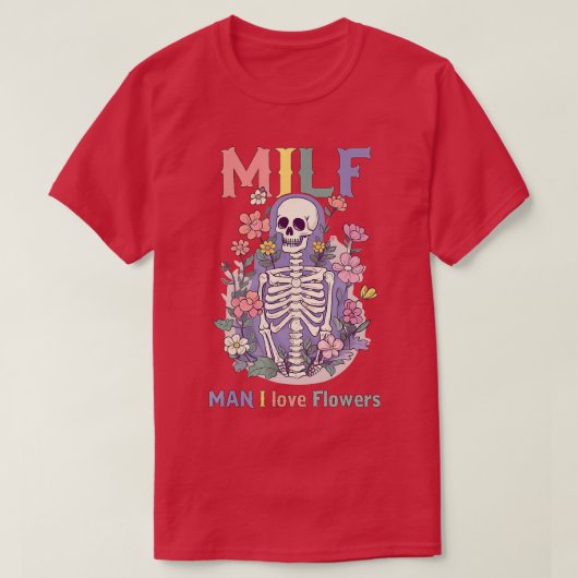 Retro MILF Man Ik hou van bloemen Tuinier Tuiniere T-shirt (Design voorkant)
