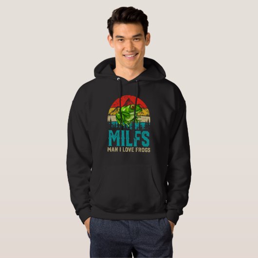Retro  Milfs Man I Love Frogs Gezegde Kikker Hoodie (Voorkant volledig)
