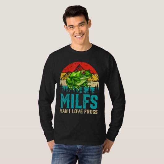Retro Milfs Man I Love Frogs Gezegde Kikker T-shirt (Voorkant volledig)