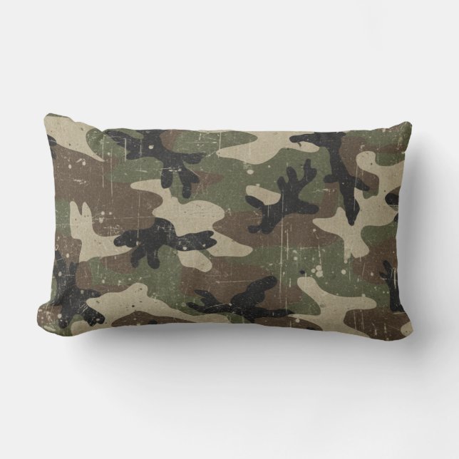 Retro Militair Camouflagepatroon Kussen (Voorkant)