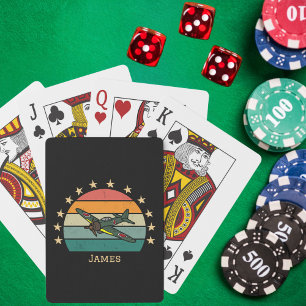 Retro militair jachtvliegtuig uit WOII Pokerkaarten