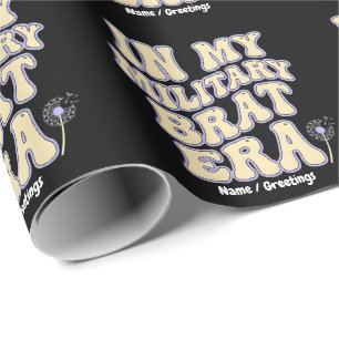 Retro Militair Kind Tijdperk Groovy Paardenbloem P Cadeaupapier