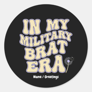 Retro Militair Kind Tijdperk Groovy Paardenbloem P Ronde Sticker