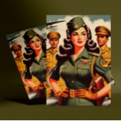 Retro Militaire Pinup Briefkaart