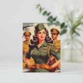 Retro Militaire Pinup Briefkaart (Staand voorkant)