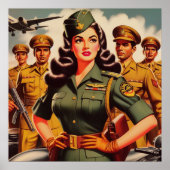 Retro Militaire Pinup Poster (Voorkant)