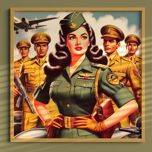 Retro Militaire Pinup Poster