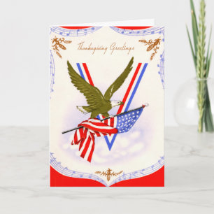 Retro Militaire Thanksgiving Card Feestdagen Kaart