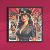 Retro Militaire Vrouw Poster