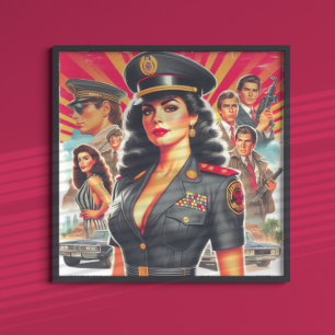 Retro Militaire Vrouw Poster