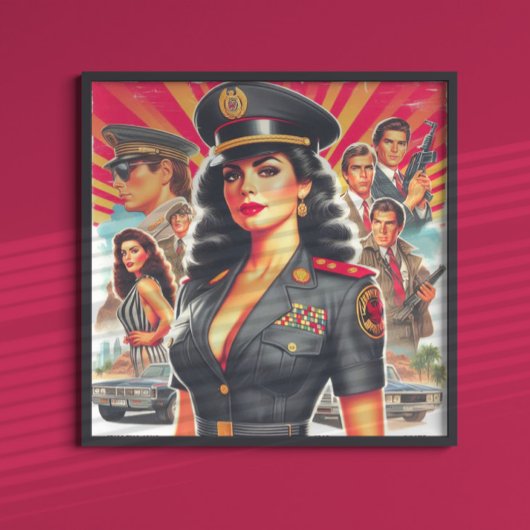 Retro Militaire Vrouw Poster