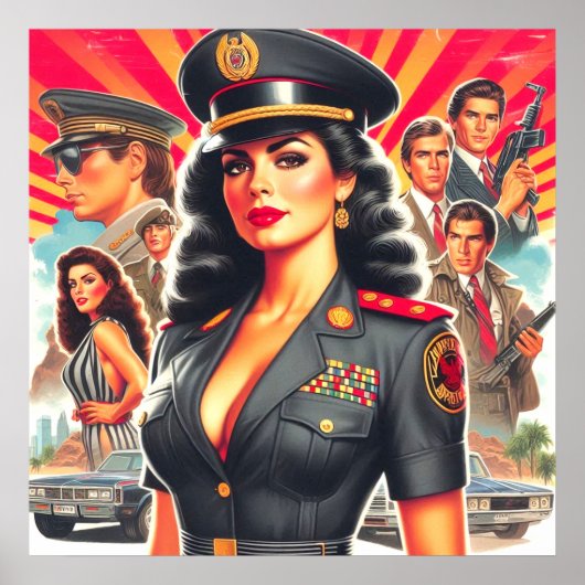 Retro Militaire Vrouw Poster (Voorkant)