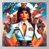 Retro Militaire Vrouw Poster (Voorkant)