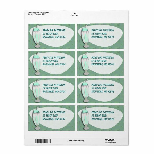 Retro Milkshake Etiket (Full Sheet)