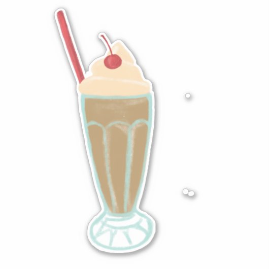  Retro Milkshake met Cherry Drawing Art Sticker (Voorkant)