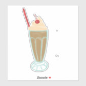  Retro Milkshake met Cherry Drawing Art Sticker (Vel)