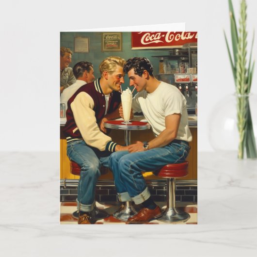 Retro Milkshake Omhelzing Kaart (Voorkant)