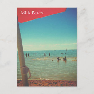 Retro Mills Beach, Mornington Briefkaart