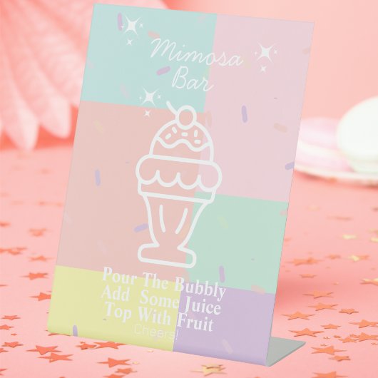 Retro Mimosa Bar Reclamebord Met Voetstuk