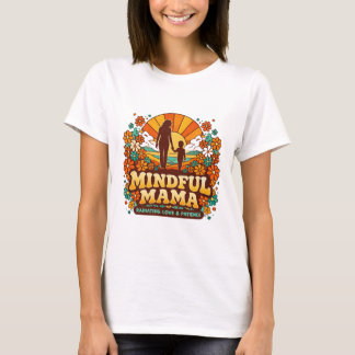 Retro Mindful Mama Zonsondergang T-shirt