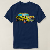 Retro Mini Cooper Whimsical PolkaDotted Voertuig I T-shirt (Design voorkant)