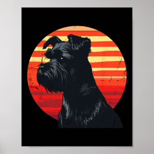 Retro Miniatuur Schnauzer Hondenliefhebbers Kerst Poster