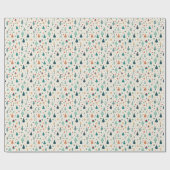 Retro minimaal kerstboom patroon cadeaupapier (Vlak)