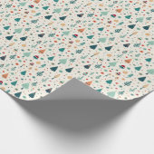 Retro minimaal kerstboom patroon cadeaupapier (Hoek)
