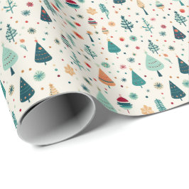 Retro minimaal kerstboom patroon cadeaupapier