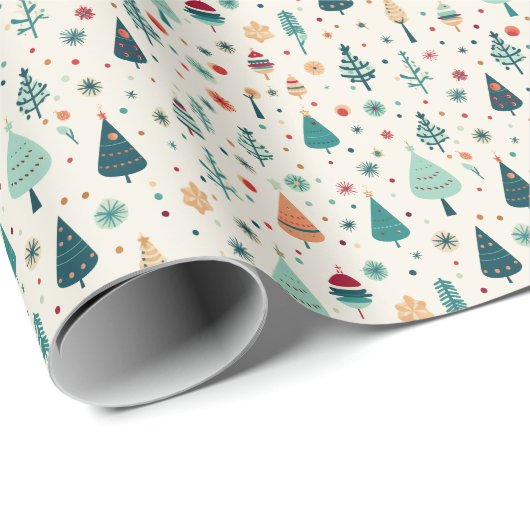 Retro minimaal kerstboom patroon cadeaupapier (Rol Hoek)