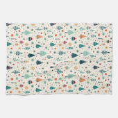 Retro minimaal kerstboom patroon theedoek (Horizontaal)