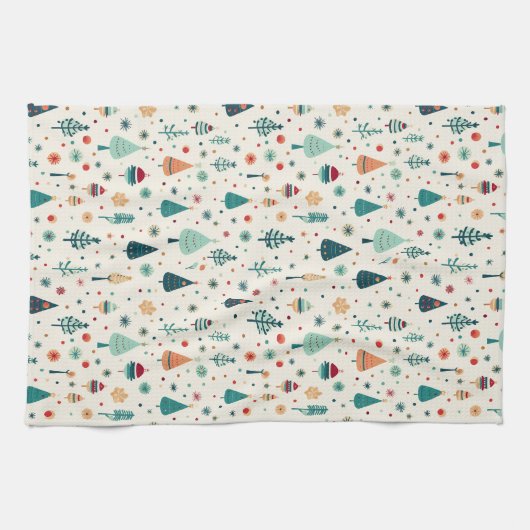 Retro minimaal kerstboom patroon theedoek (Horizontaal)