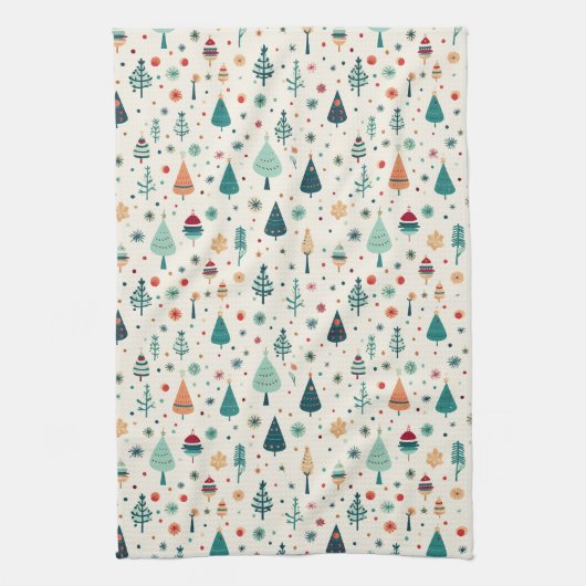 Retro minimaal kerstboom patroon theedoek (Verticaal)