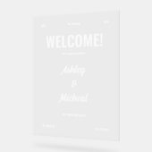 Retro Minimaal Script Lettertype Trouw Welkom Acryl Bord (Hoek)