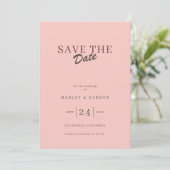 Retro Minimal Blush Pink Save The Date Wedding Kaart (Staand voorkant)