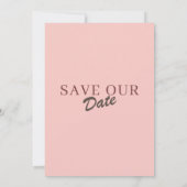 Retro Minimal Blush Pink Save The Date Wedding Kaart (Achterkant)