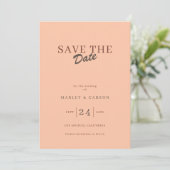 Retro Minimal Coral Peach Save The Date Wedding Kaart (Staand voorkant)