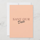 Retro Minimal Coral Peach Save The Date Wedding Kaart (Achterkant)